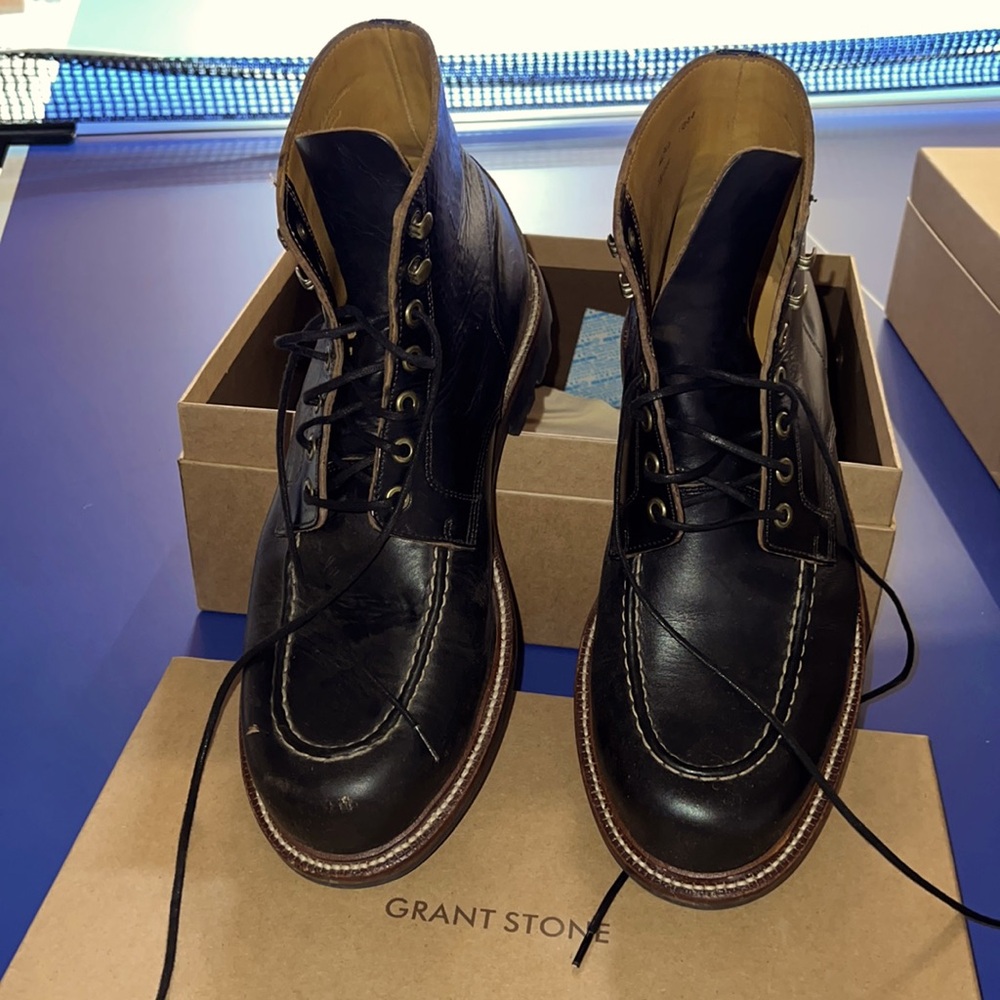 Grant Stone Black Leather Boots